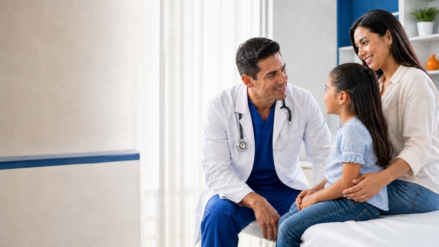 Consulta de medicina general con una familia